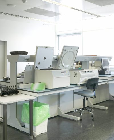 Blood analysis laboratory test. Hospital scientific equipment. Hematology biotechnology area